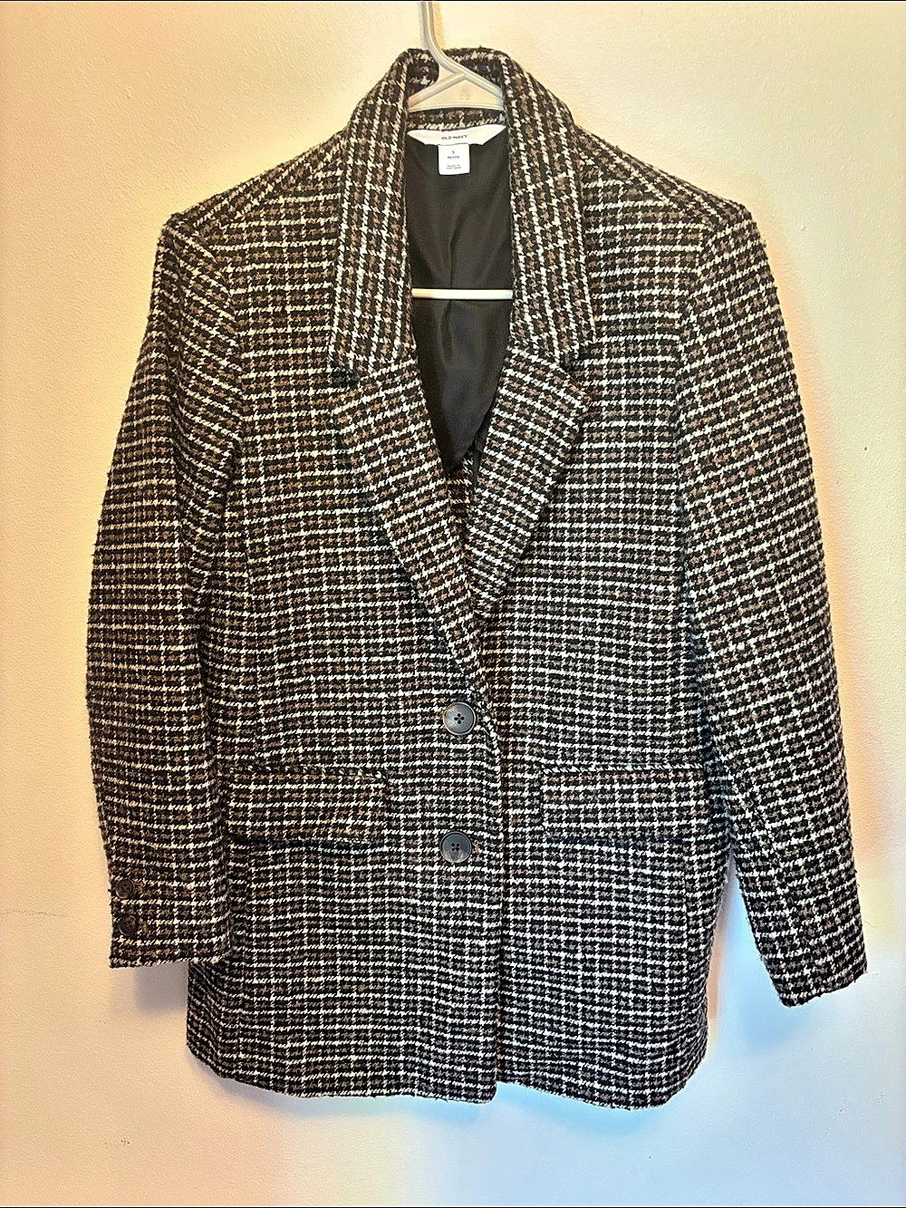 Old Navy Oversized Patterned Blazer for Women Black & White